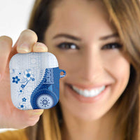 Bula Fiji AirPods Case Blue Plumeria Masi Tapa Pattern - Polynesian Pride