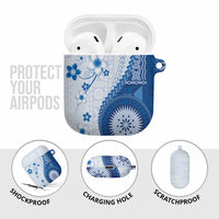 Bula Fiji AirPods Case Blue Plumeria Masi Tapa Pattern - Polynesian Pride