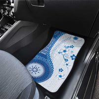Bula Fiji Car Mats Blue Plumeria Masi Tapa Pattern - Polynesian Pride