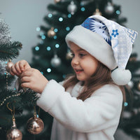 Bula Fiji Christmas Santa Hat Blue Plumeria Masi Tapa Pattern - Polynesian Pride