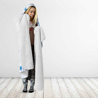 Bula Fiji Hooded Blanket Blue Plumeria Masi Tapa Pattern - Polynesian Pride