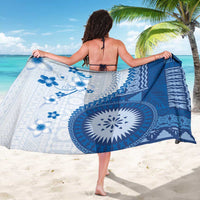 Bula Fiji Sarong Blue Plumeria Masi Tapa Pattern - Polynesian Pride