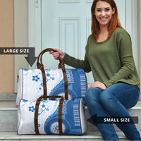 Bula Fiji Travel Bag Blue Plumeria Masi Tapa Pattern - Polynesian Pride