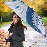 Bula Fiji Umbrella Blue Plumeria Masi Tapa Pattern - Polynesian Pride