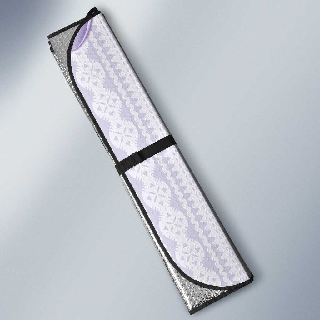 Bula Fiji Auto Sun Shade Violet Plumeria Masi Tapa Pattern - Polynesian Pride