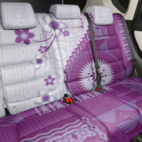 Bula Fiji Back Car Seat Cover Violet Plumeria Masi Tapa Pattern - Polynesian Pride