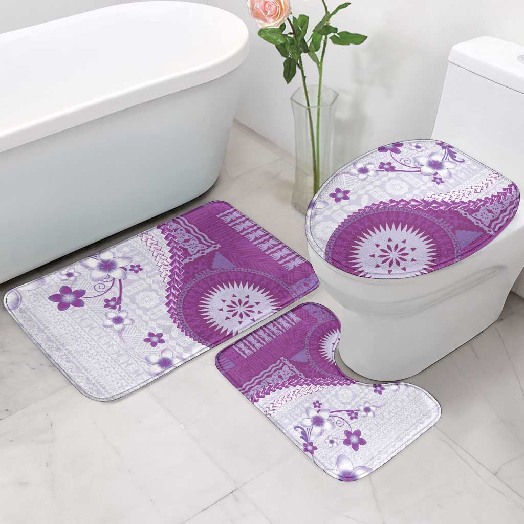 Bula Fiji Bathroom Set Violet Plumeria Masi Tapa Pattern - Polynesian Pride
