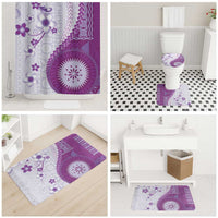 Bula Fiji Bathroom Set Violet Plumeria Masi Tapa Pattern - Polynesian Pride