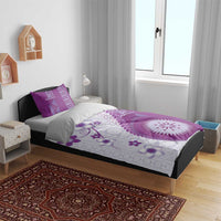 Bula Fiji Bedding Set Violet Plumeria Masi Tapa Pattern - Polynesian Pride