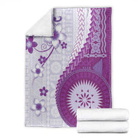 Bula Fiji Blanket Violet Plumeria Masi Tapa Pattern - Polynesian Pride