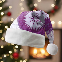 Bula Fiji Christmas Santa Hat Violet Plumeria Masi Tapa Pattern - Polynesian Pride