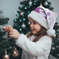 Bula Fiji Christmas Santa Hat Violet Plumeria Masi Tapa Pattern - Polynesian Pride