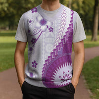 Bula Fiji Christmas Knitted V-Neck Vest Violet Plumeria Masi Tapa Pattern - Polynesian Pride