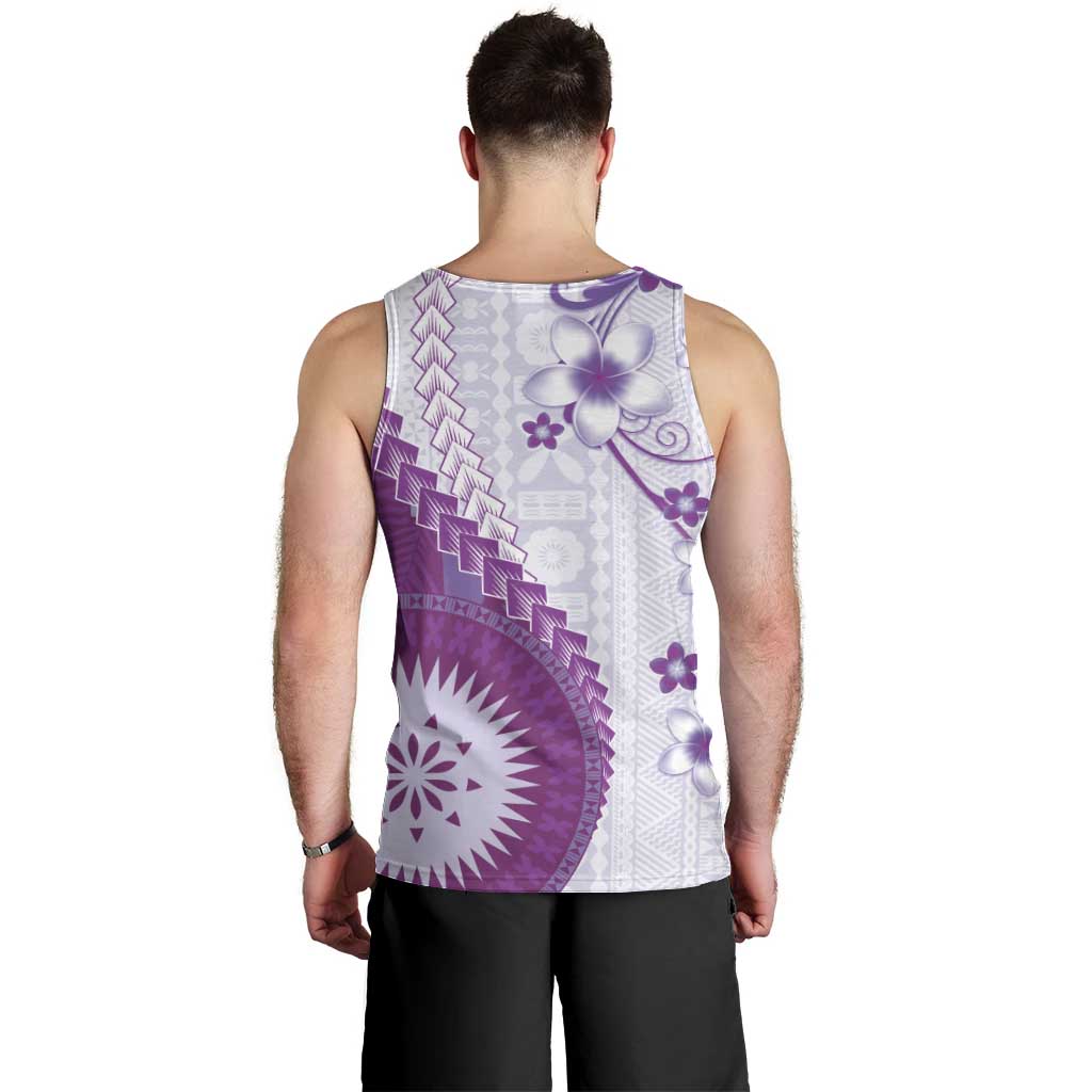 Bula Fiji Men Tank Top Violet Plumeria Masi Tapa Pattern - Polynesian Pride