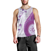 Bula Fiji Men Tank Top Violet Plumeria Masi Tapa Pattern - Polynesian Pride
