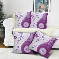Bula Fiji Pillow Cover Violet Plumeria Masi Tapa Pattern - Polynesian Pride