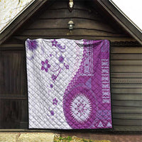 Bula Fiji Quilt Violet Plumeria Masi Tapa Pattern - Polynesian Pride