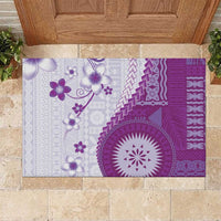 Bula Fiji Rubber Doormat Violet Plumeria Masi Tapa Pattern - Polynesian Pride