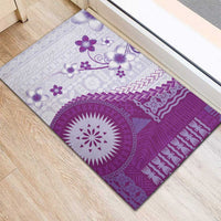 Bula Fiji Rubber Doormat Violet Plumeria Masi Tapa Pattern - Polynesian Pride