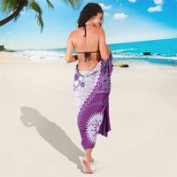 Bula Fiji Sarong Violet Plumeria Masi Tapa Pattern - Polynesian Pride