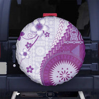 Bula Fiji Spare Tire Cover Violet Plumeria Masi Tapa Pattern - Polynesian Pride