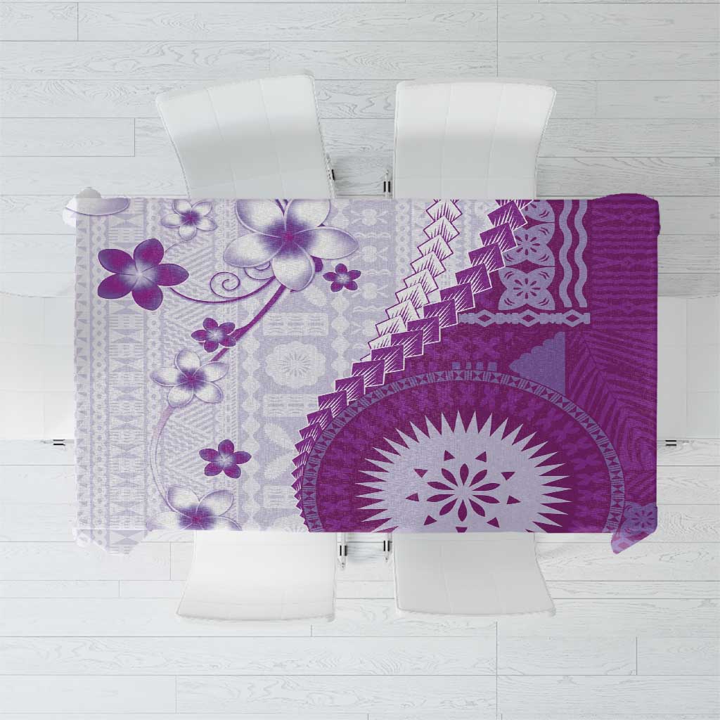 Bula Fiji Tablecloth Violet Plumeria Masi Tapa Pattern - Polynesian Pride