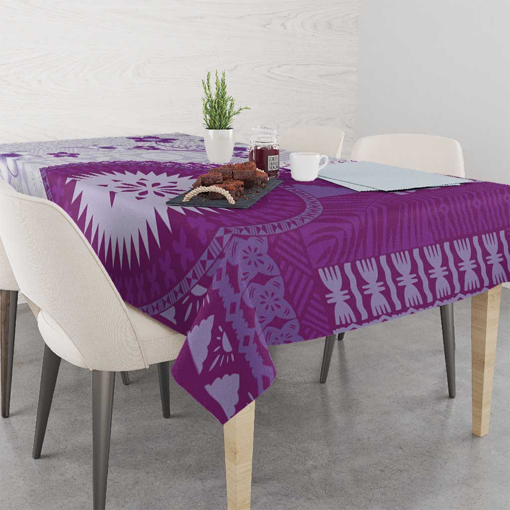 Bula Fiji Tablecloth Violet Plumeria Masi Tapa Pattern - Polynesian Pride