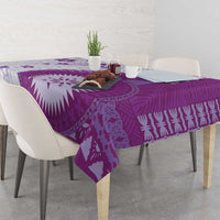 Bula Fiji Tablecloth Violet Plumeria Masi Tapa Pattern - Polynesian Pride