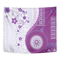 Bula Fiji Tapestry Violet Plumeria Masi Tapa Pattern - Polynesian Pride