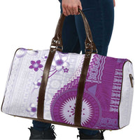 Bula Fiji Travel Bag Violet Plumeria Masi Tapa Pattern - Polynesian Pride
