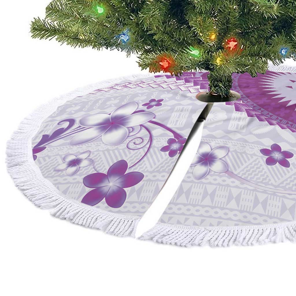 Bula Fiji Tree Skirt Violet Plumeria Masi Tapa Pattern - Polynesian Pride