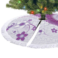 Bula Fiji Tree Skirt Violet Plumeria Masi Tapa Pattern - Polynesian Pride