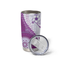 Bula Fiji Tumbler Cup Violet Plumeria Masi Tapa Pattern - Polynesian Pride