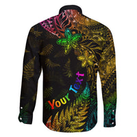 Personalised New Zealand Wellington Pride Family Matching Long Sleeve Bodycon Dress and Hawaiian Shirt Rainbow Silver Fern Paua Shell LT05 - Polynesian Pride