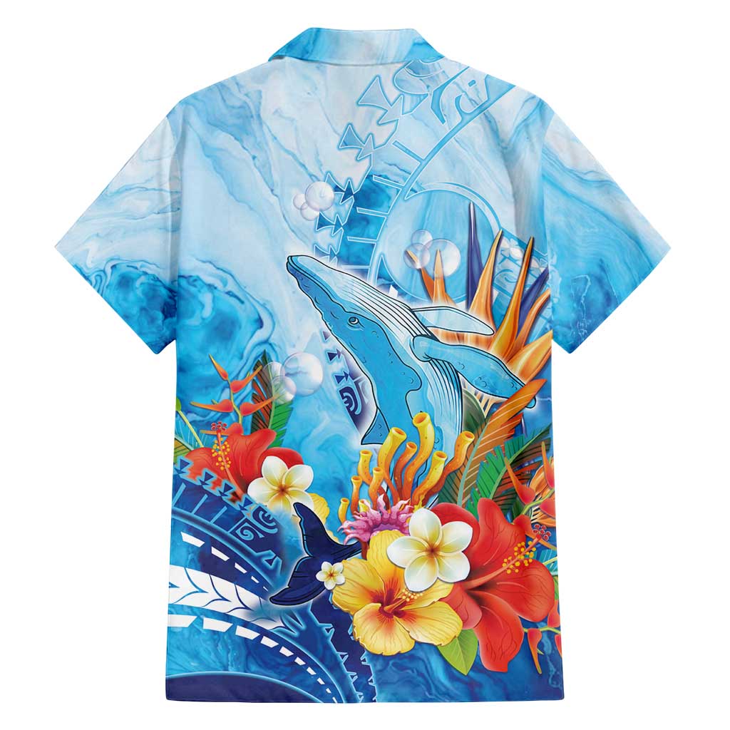 Polynesia Humpback Whale Family Matching Off Shoulder Maxi Dress and Hawaiian Shirt Ocean Style
