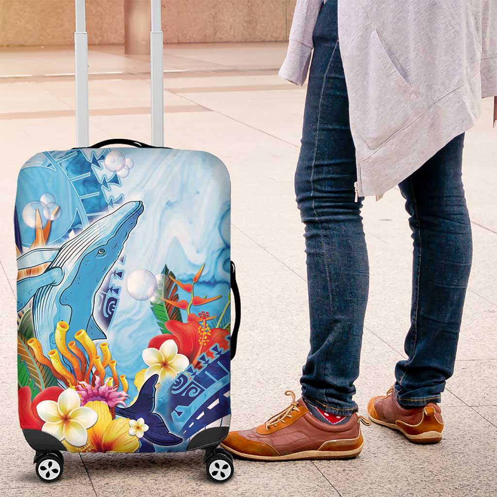 Polynesia Humpback Whale Luggage Cover Ocean Style LT05 Blue - Polynesian Pride