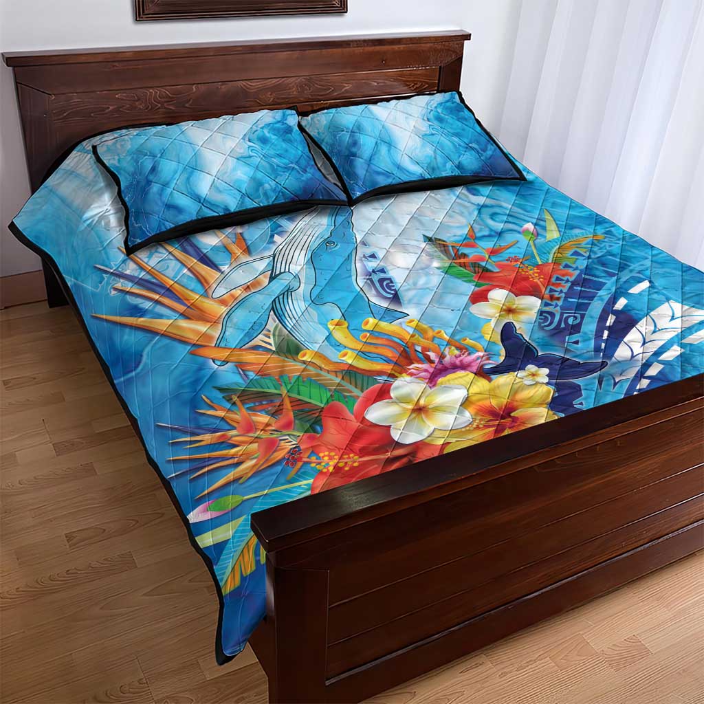 Polynesia Humpback Whale Quilt Bed Set Ocean Style