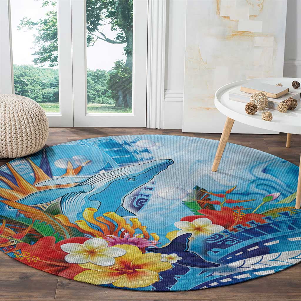 Polynesia Humpback Whale Round Carpet Ocean Style LT05 - Polynesian Pride