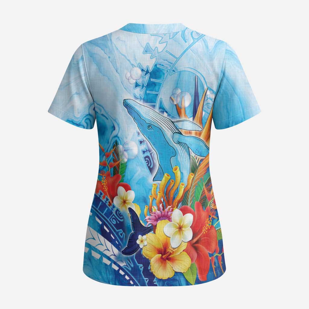 Polynesia Humpback Whale Scrub Top Ocean Style - Polynesian Pride