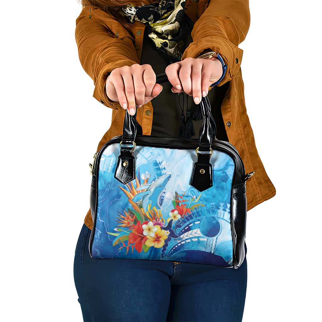 Polynesia Humpback Whale Shoulder Handbag Ocean Style LT05 One Size Blue - Polynesian Pride