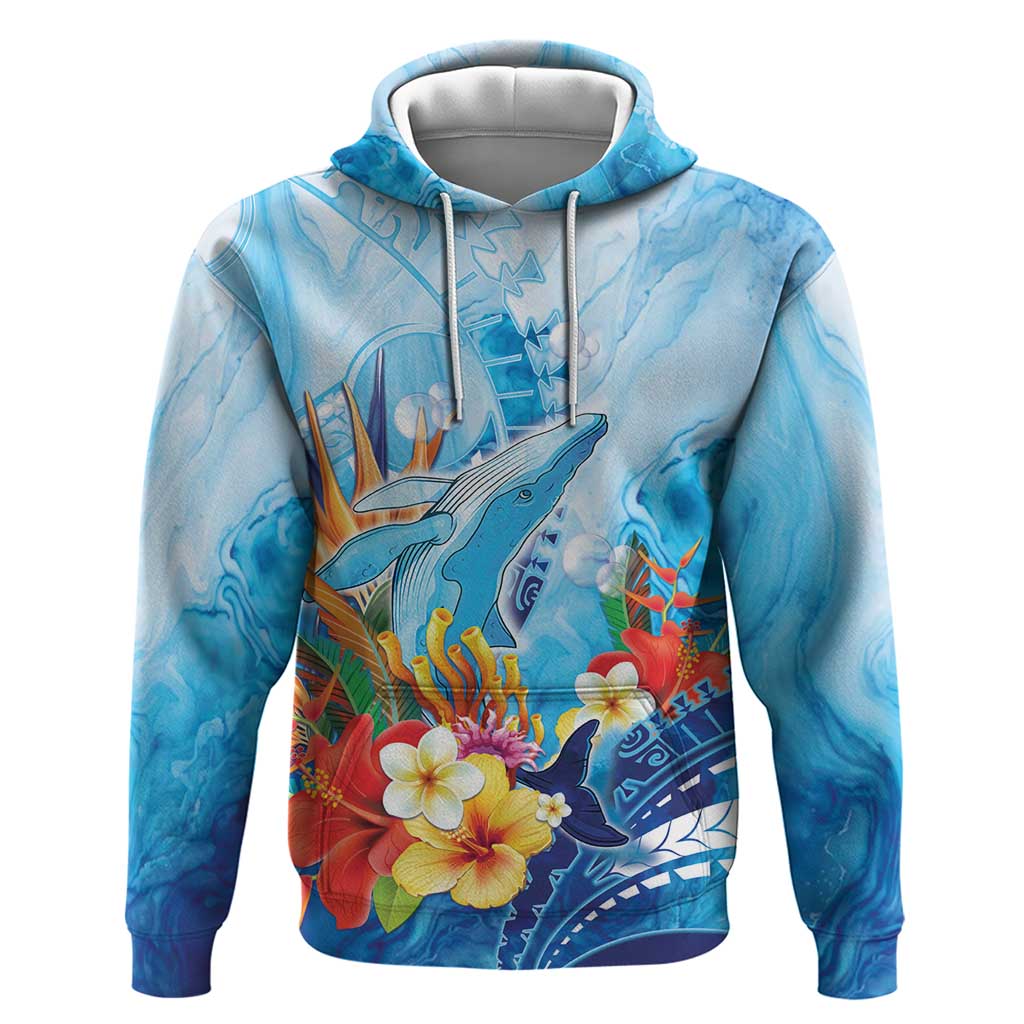 Polynesia Humpback Whale Zip Hoodie Ocean Style LT05 Pullover Hoodie Blue - Polynesian Pride