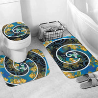New Zealand Tui Bird Bathroom Set Maori Koru With Kowhai Flowers