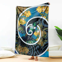 New Zealand Tui Bird Blanket Maori Koru With Kowhai Flowers