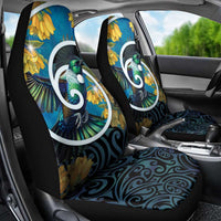 New Zealand Tui Bird Car Seat Cover Maori Koru With Kowhai Flowers