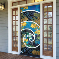 New Zealand Tui Bird Door Cover Maori Koru With Kowhai Flowers