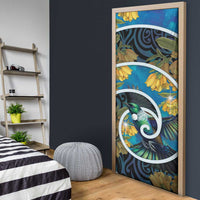 New Zealand Tui Bird Door Cover Maori Koru With Kowhai Flowers