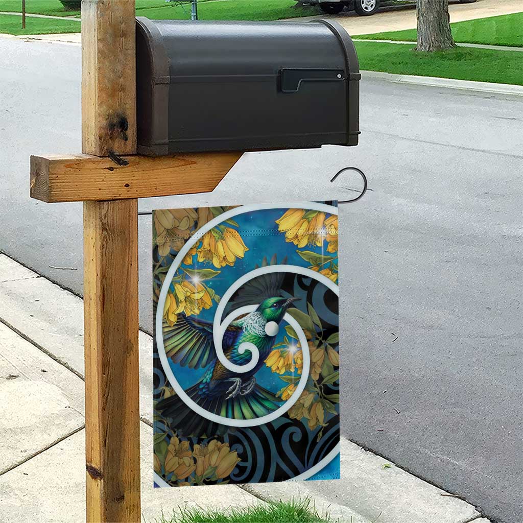 New Zealand Tui Bird Garden Flag Maori Koru With Kowhai Flowers