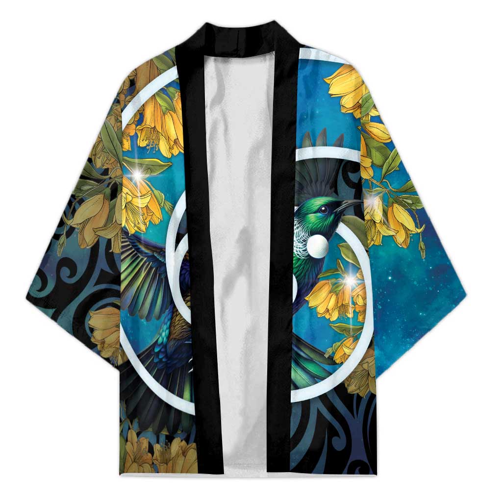 New Zealand Tui Bird Kimono Maori Koru With Kowhai Flowers
