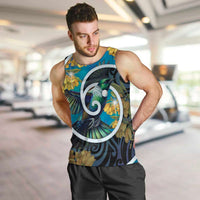 New Zealand Tui Bird Men Tank Top Maori Koru With Kowhai Flowers