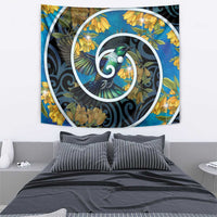 New Zealand Tui Bird Tapestry Maori Koru With Kowhai Flowers